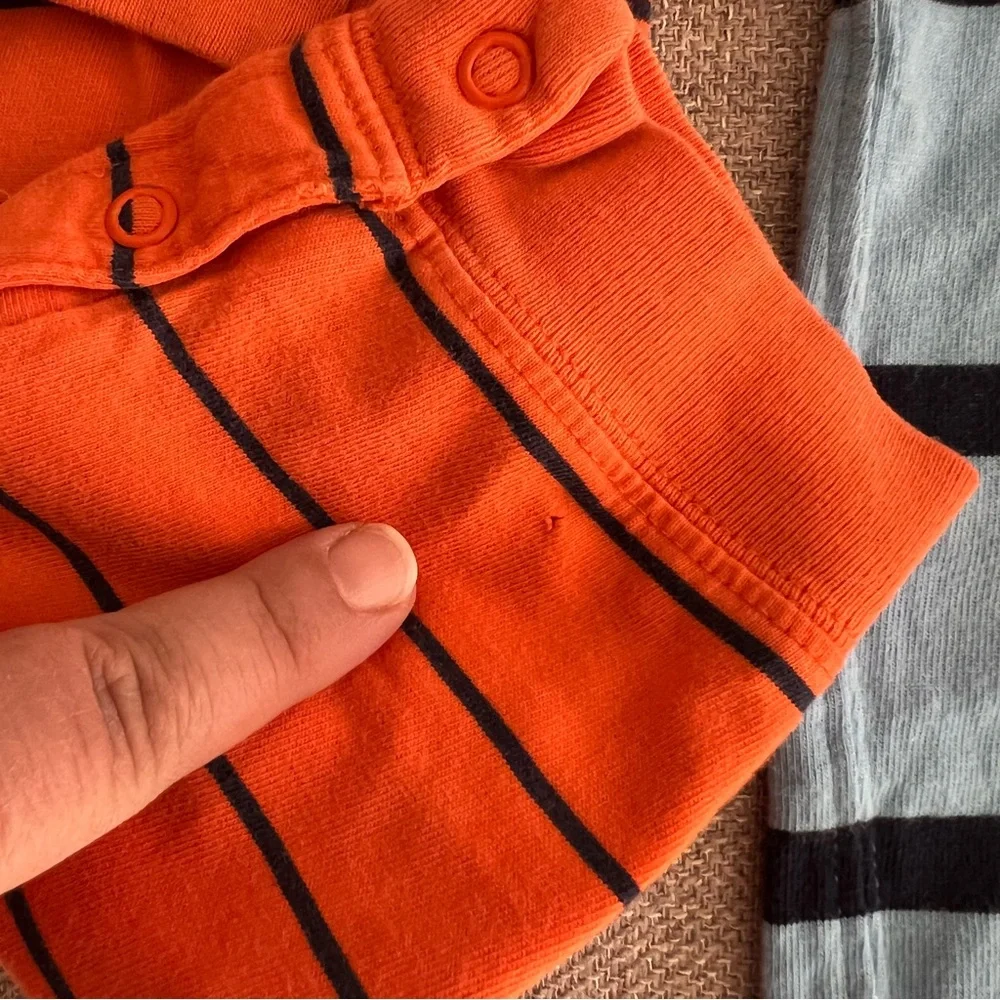Ralph Lauren 2-pack Orange and Blue Striped Baby Rompers boys 6 and 18 months - Picture 6 of 12